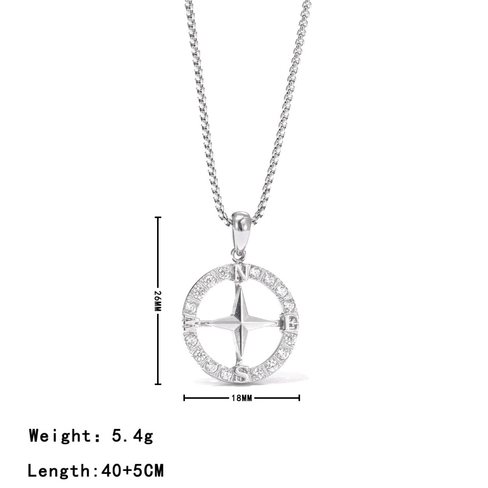 Compass Rose Pendant Necklace in PVD Stainless Steel 14K Gold