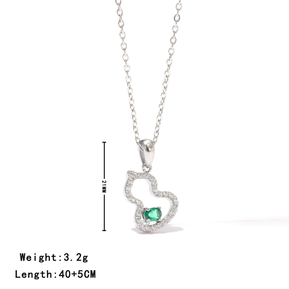 Open Gourd CZ Necklace in PVD Stainless Steel 14K Gold