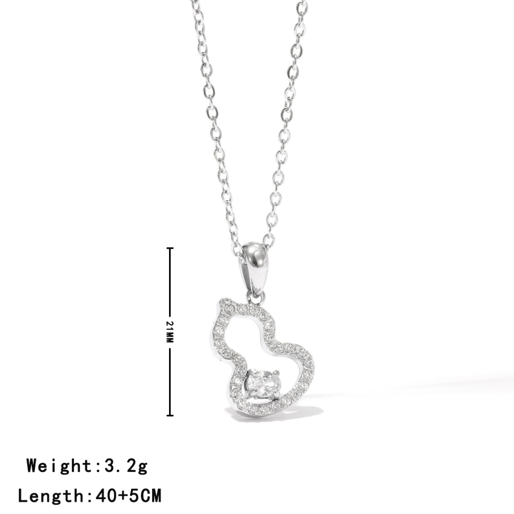 Open Gourd CZ Necklace in PVD Stainless Steel 14K Gold