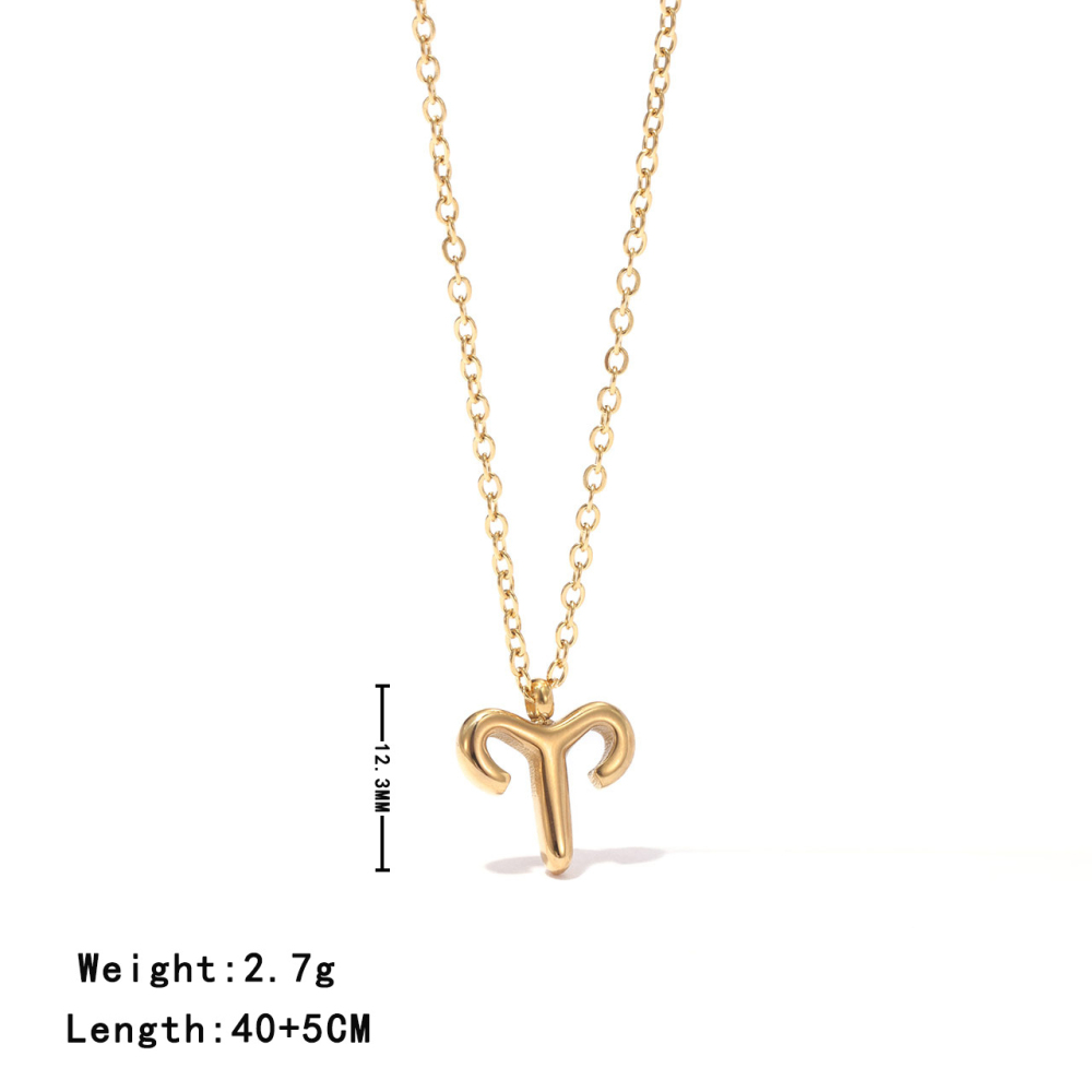 Zodiac Sign Pendant Necklace in PVD Stainless Steel 14K Gold