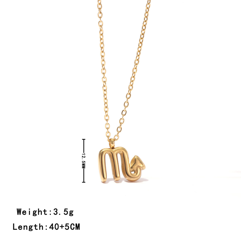 Zodiac Sign Pendant Necklace in PVD Stainless Steel 14K Gold