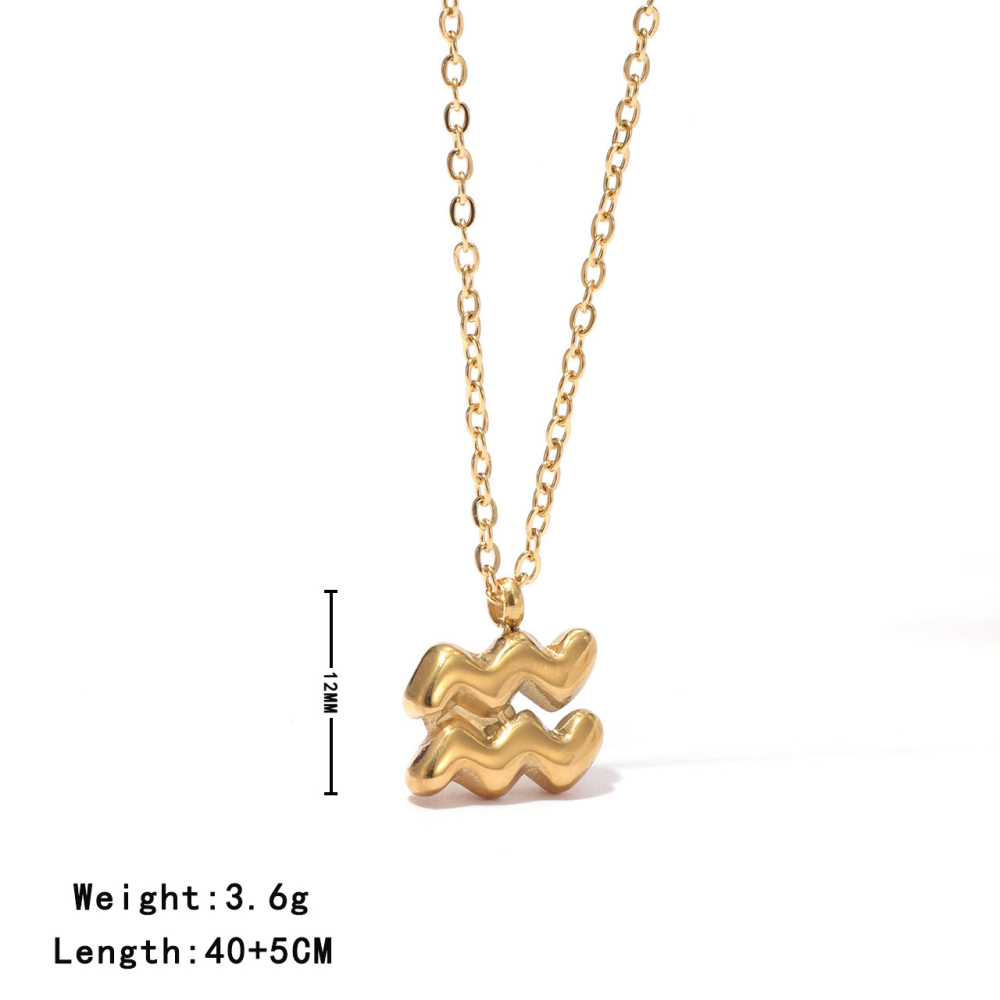Zodiac Sign Pendant Necklace in PVD Stainless Steel 14K Gold