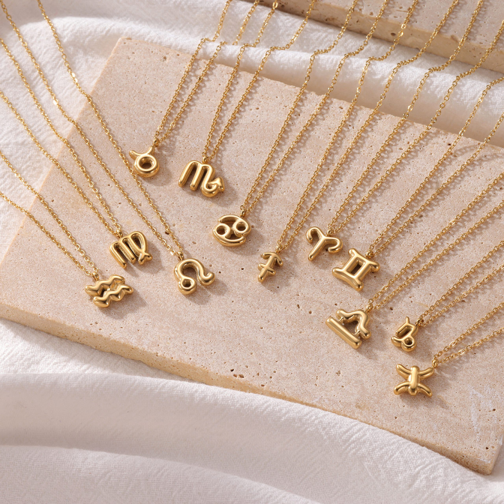 Zodiac Sign Pendant Necklace in PVD Stainless Steel 14K Gold