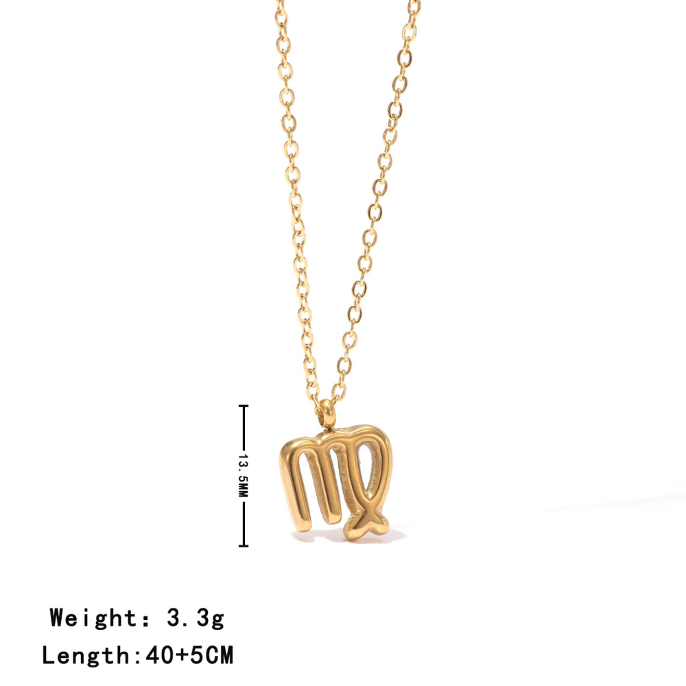 Zodiac Sign Pendant Necklace in PVD Stainless Steel 14K Gold