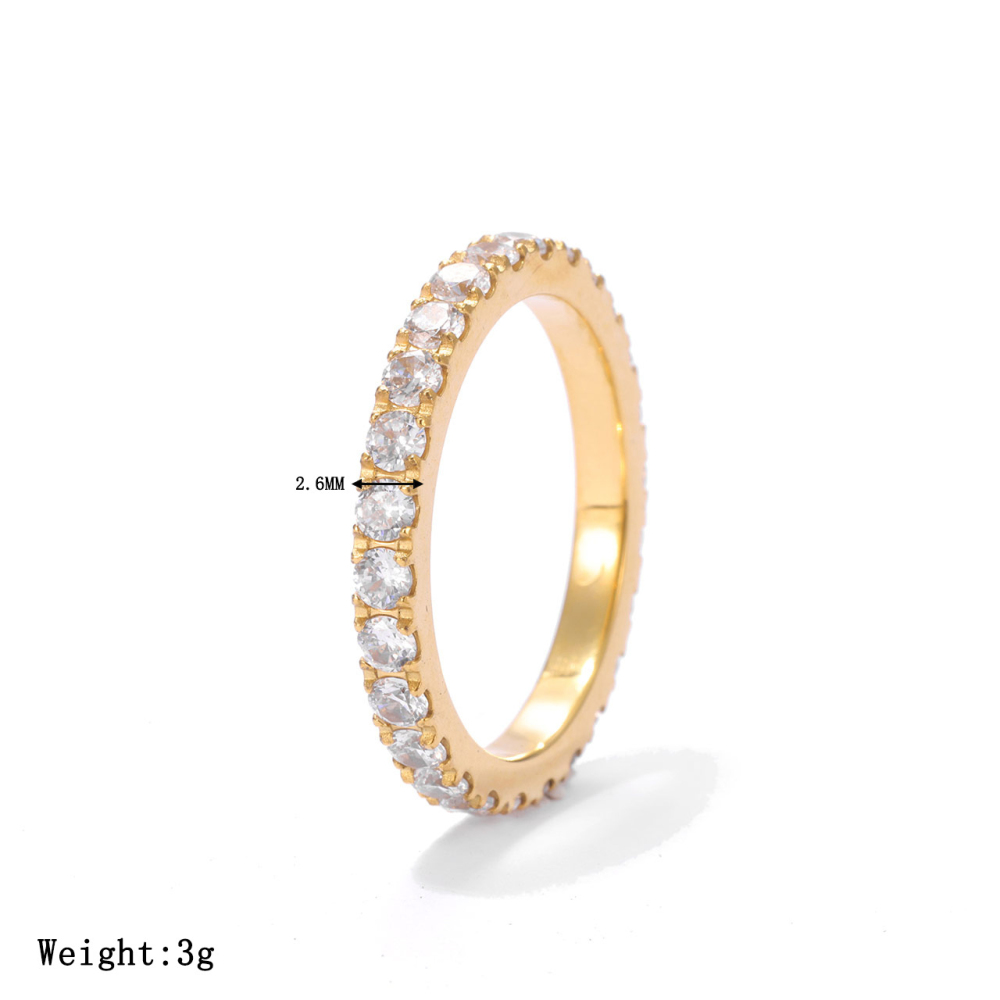 Pave CZ Eternity Band Ring in PVD Stainless Steel 14K Gold