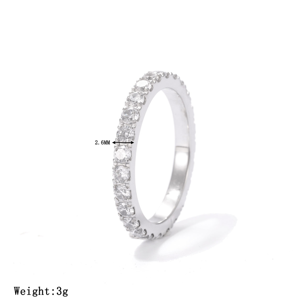 Pave CZ Eternity Band Ring in PVD Stainless Steel 14K Gold