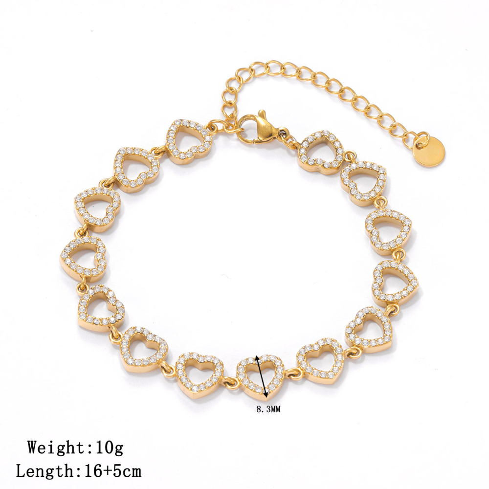 Pave CZ Geometric Link Bracelet in PVD Stainless Steel 14K Gold