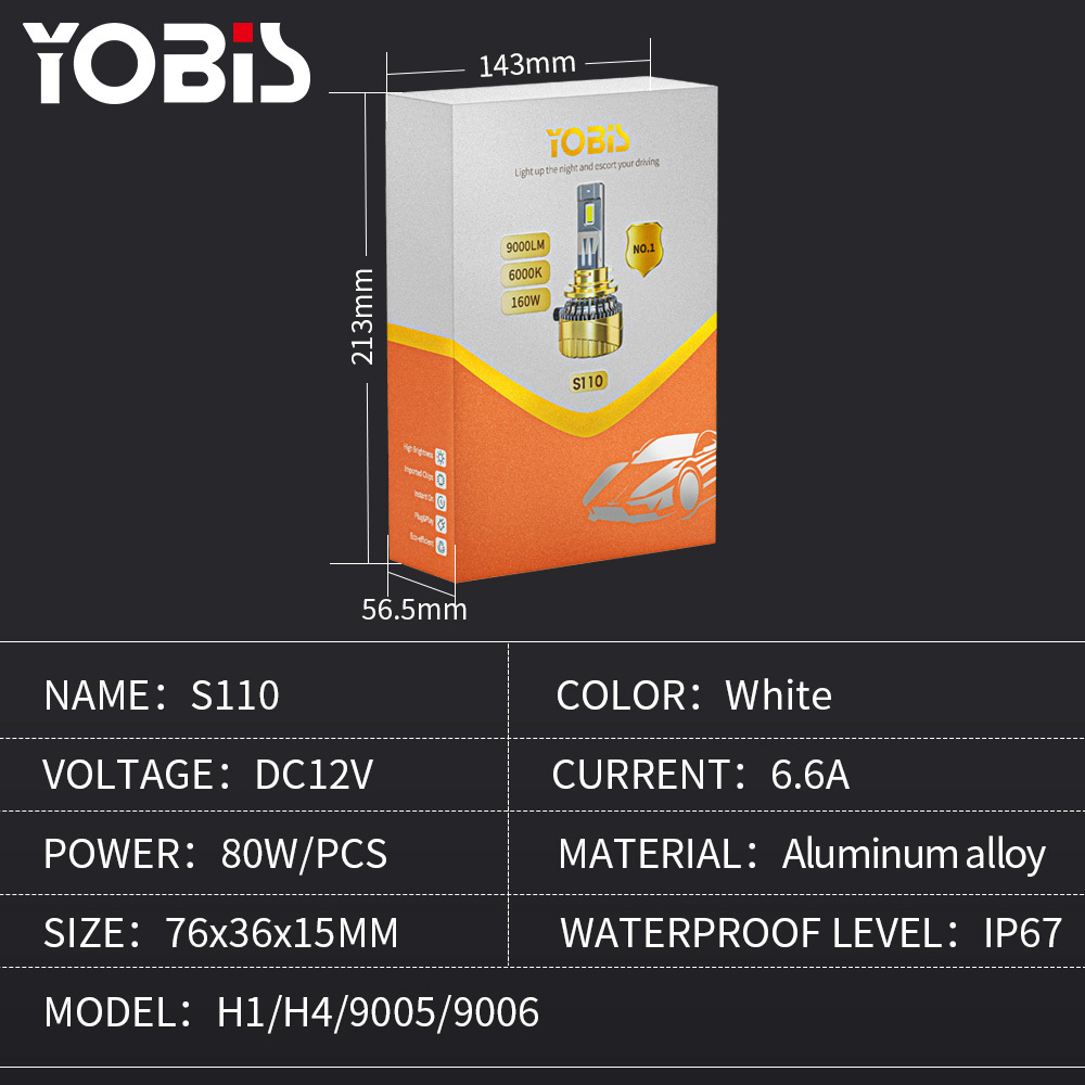 YOBIS LED CARLIGHT,YOBIS DD-S110 | 80W 6800LM LED Headlight Bulb