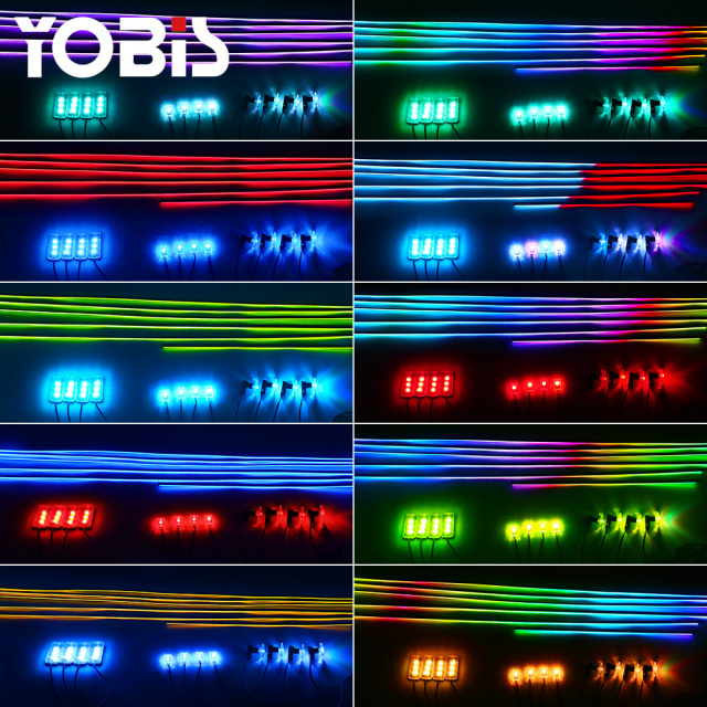 YOBIS LED CARLIGHT,yobis 18 in 1 LED Symphony Ambient Lights Car Interior Full Color Streamer RGB 256 Colors Neon Acrylic Strip Decoration Atmosphere Lamp