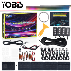 YOBIS LED CARLIGHT,yobis 18 in 1 LED Symphony Ambient Lights Car Interior Full Color Streamer RGB 256 Colors Neon Acrylic Strip Decoration Atmosphere Lamp