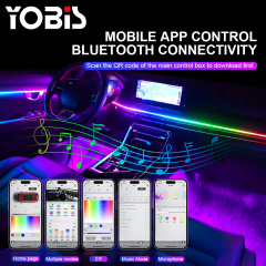 YOBIS LED CARLIGHT,yobis 18 in 1 LED Symphony Ambient Lights Car Interior Full Color Streamer RGB 256 Colors Neon Acrylic Strip Decoration Atmosphere Lamp