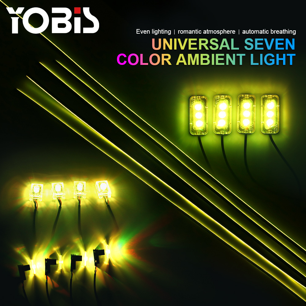 YOBIS LED CARLIGHT,yobis 18 in 1 Universal Newest Car LED Ambient Light 64 Colors RGB Interior Hidden Acrylic Strip Decoration Accessories Atmosphere Kit
