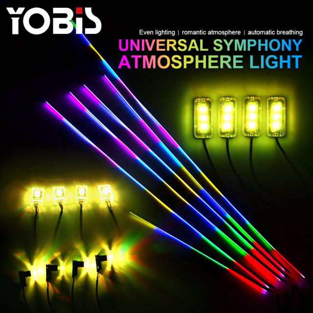 YOBIS LED CARLIGHT,yobis 18 in 1 LED Symphony Ambient Lights Car Interior Full Color Streamer RGB 256 Colors Neon Acrylic Strip Decoration Atmosphere Lamp