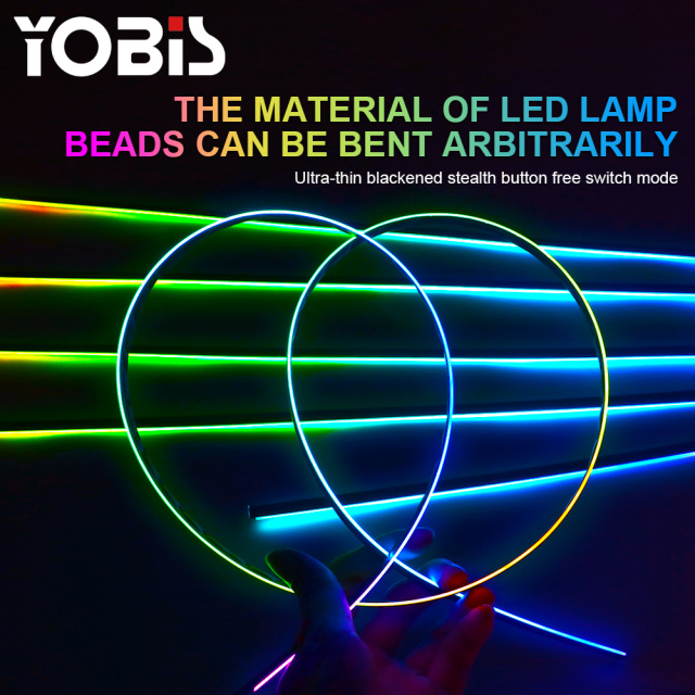 YOBIS LED CARLIGHT,yobis 18 in 1 LED Symphony Ambient Lights Car Interior Full Color Streamer RGB 256 Colors Neon Acrylic Strip Decoration Atmosphere Lamp