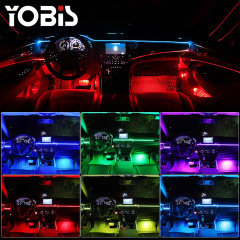 YOBIS LED CARLIGHT,yobis 18 in 1 Universal Newest Car LED Ambient Light 64 Colors RGB Interior Hidden Acrylic Strip Decoration Accessories Atmosphere Kit