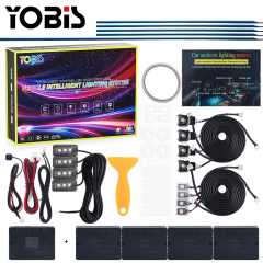 YOBIS LED CARLIGHT,yobis 18 in 1 Universal Newest Car LED Ambient Light 64 Colors RGB Interior Hidden Acrylic Strip Decoration Accessories Atmosphere Kit