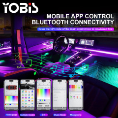 YOBIS LED CARLIGHT,yobis 18 in 1 Universal Newest Car LED Ambient Light 64 Colors RGB Interior Hidden Acrylic Strip Decoration Accessories Atmosphere Kit