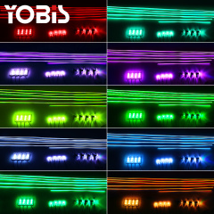 YOBIS LED CARLIGHT,yobis 18 in 1 Universal Newest Car LED Ambient Light 64 Colors RGB Interior Hidden Acrylic Strip Decoration Accessories Atmosphere Kit