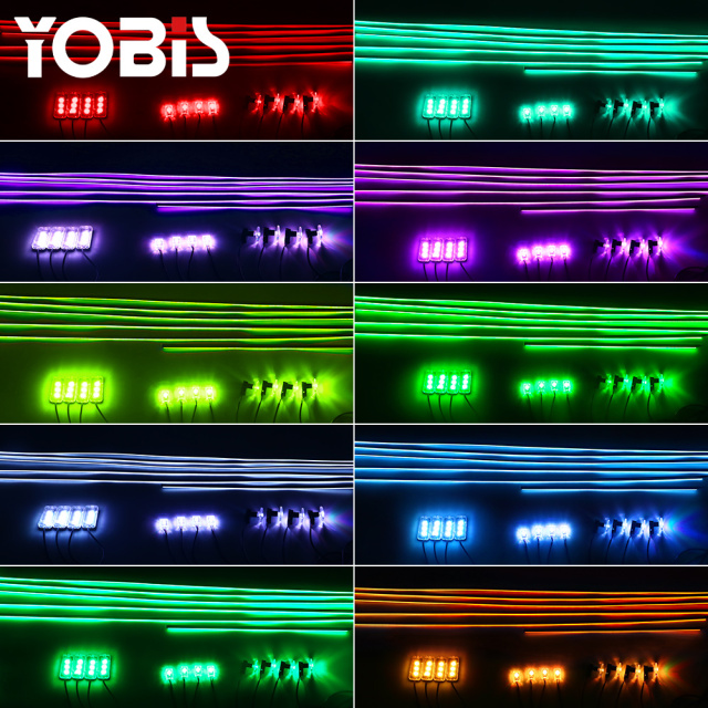 YOBIS LED CARLIGHT,yobis 18 in 1 Universal Newest Car LED Ambient Light 64 Colors RGB Interior Hidden Acrylic Strip Decoration Accessories Atmosphere Kit