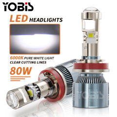 YOBIS LED CARLIGHT,Mini Len LED A80 H4 Bulb H7 LED Headlight Low Beam Projector 9005 HB3 9006 HB4 80W Automobiles Bulb 30000LM Conversion Kit