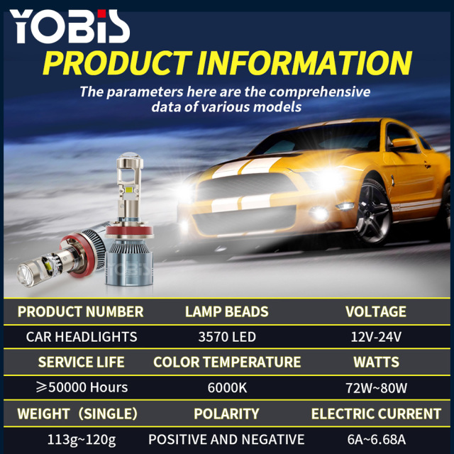 YOBIS LED CARLIGHT,Mini Len LED A80 H4 Bulb H7 LED Headlight Low Beam Projector 9005 HB3 9006 HB4 80W Automobiles Bulb 30000LM Conversion Kit
