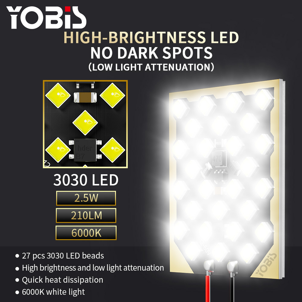 YOBIS LED CARLIGHT,YOBIS Auto Car Interior Reading Plate Light LED Panel Dome Light 3030 27SMD Light Board Roof Ceiling Interior Wired Lamp