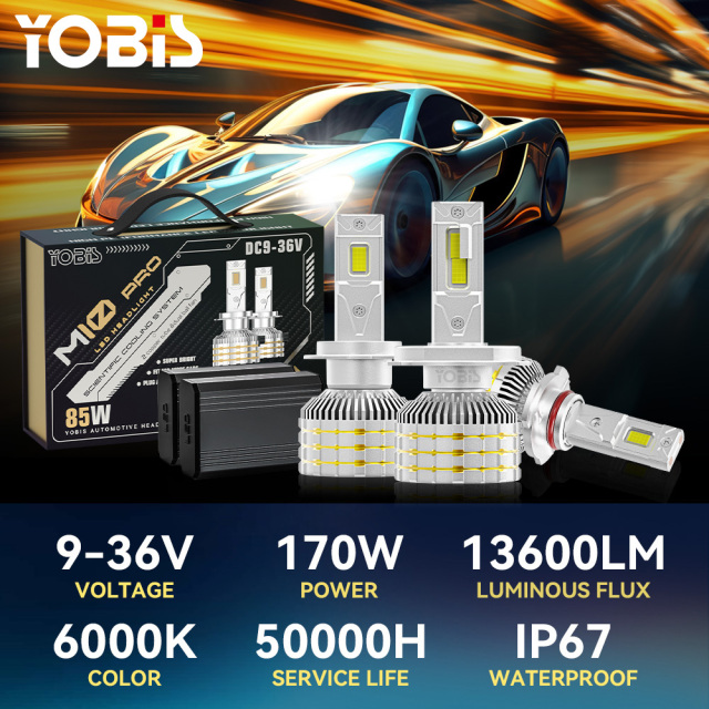 YOBIS LED CARLIGHT,LED Car M10 Light Bulb 13600Lm LED Car Light 160W 36V Aluminum Front Headlight Bulb Compatible H3 H4 H7 H11 9005 9006