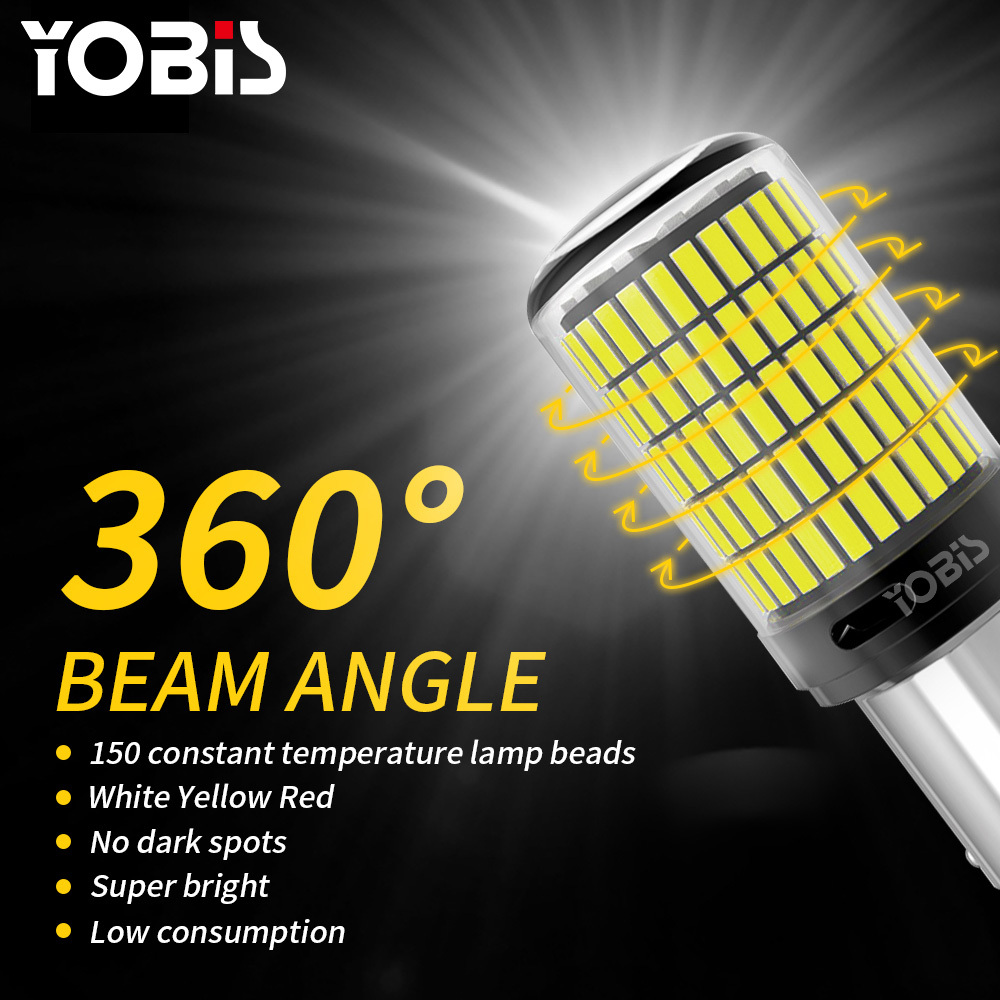 YOBIS LED CARLIGHT,YOBIS FACTORY T20 150smd 4014 BA15S Signal LED P21W 1156 LED Canbus P215W 1157 Brake Bulb Two Contacts Light