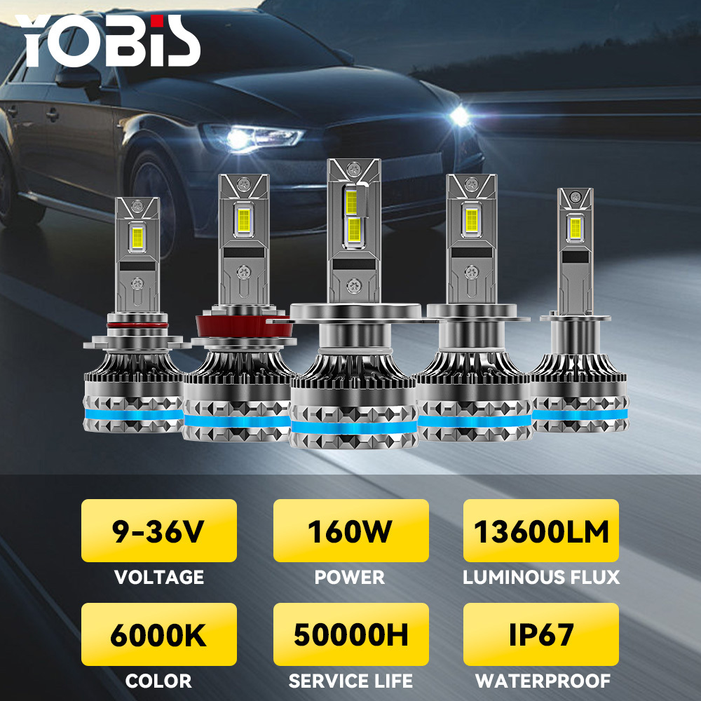 YOBIS LED CARLIGHT,YOBIS OEM LED Headlight 160w 14000lm Two Copper Canbus H4 H7 H11 H1 Car Led Light High Low Beam 9005 9006 Led Headlight Bulb