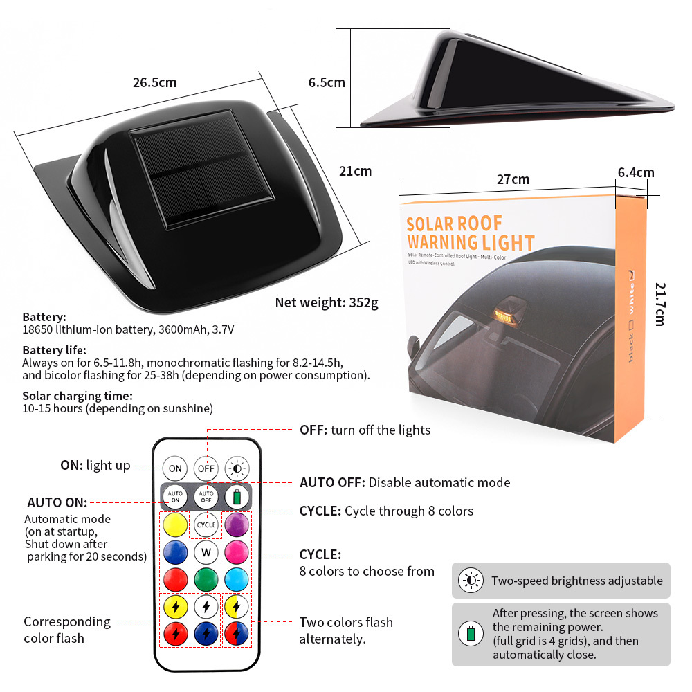 YOBIS LED CARLIGHT,YOBIS Demon's Eye Solar Powered LED Car Roof LiDAR Decorative Cover light