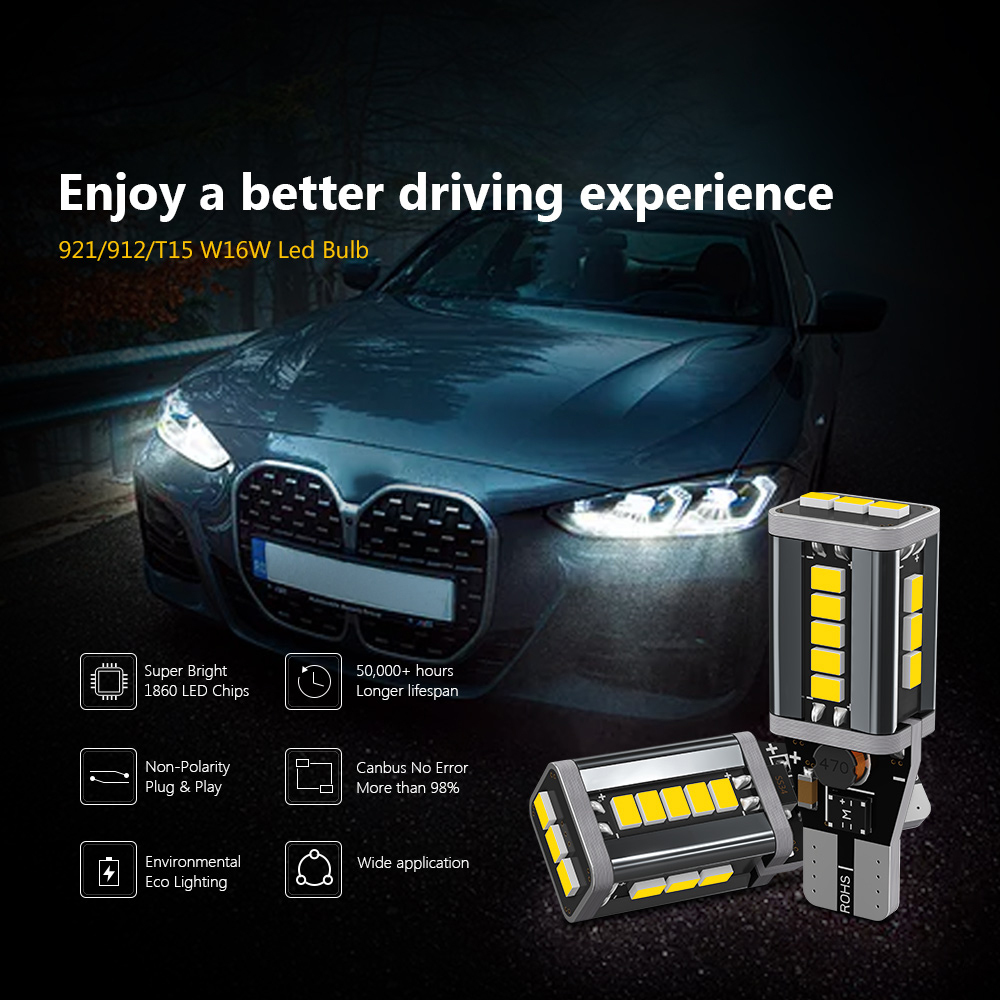 YOBIS LED CARLIGHT,T15 Automotive LED W16W​ Bulb 6W 2400LM | YOBIS T15-3020EMC-19