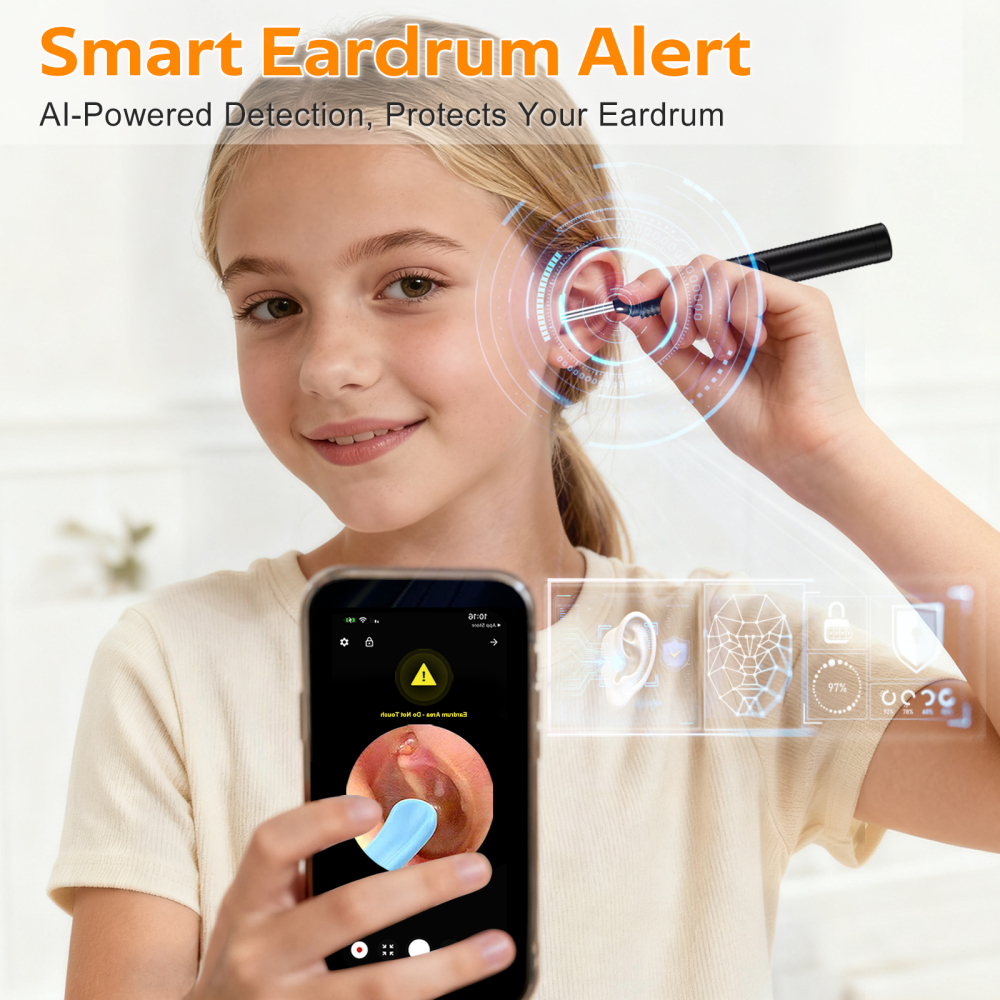 Complete Ear Cleaning Kit: 1080P Camera with 6 LEDs & 8 Ear Picks, Wireless Ear Wax Remover for iPhone/iPad/Android, Safe for Home Use (Black)