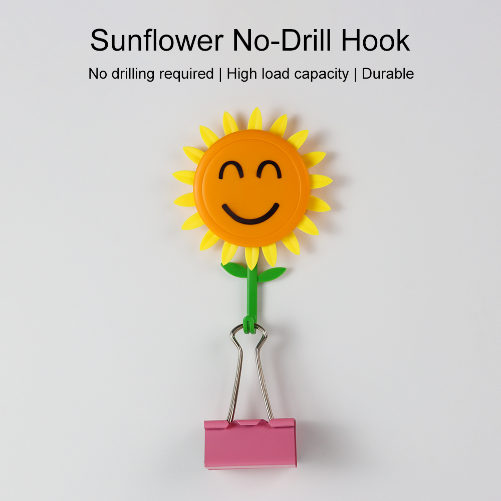 Sunflower Wall Hook for Hanging 8.8Ib(Max), Retractable Flower Design, Strong Self-Adhesive Wall Hooks, Traceless & Waterproof, No-Nail Hangers for Bags, Towels – Home Decor, Bathroom, Kitchen