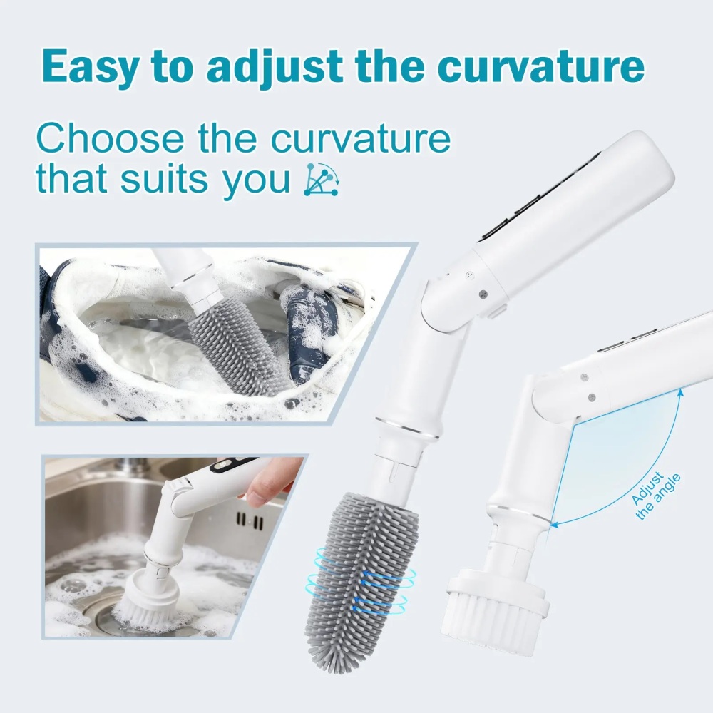 Electric Spin Scrubber, Cordless Cleaning Brush with 4 Replaceable Brush Heads, 3 Speed Adjustable Angle Scrubber for Shoes, Bathroom, Kitchen & Tile Cleaning