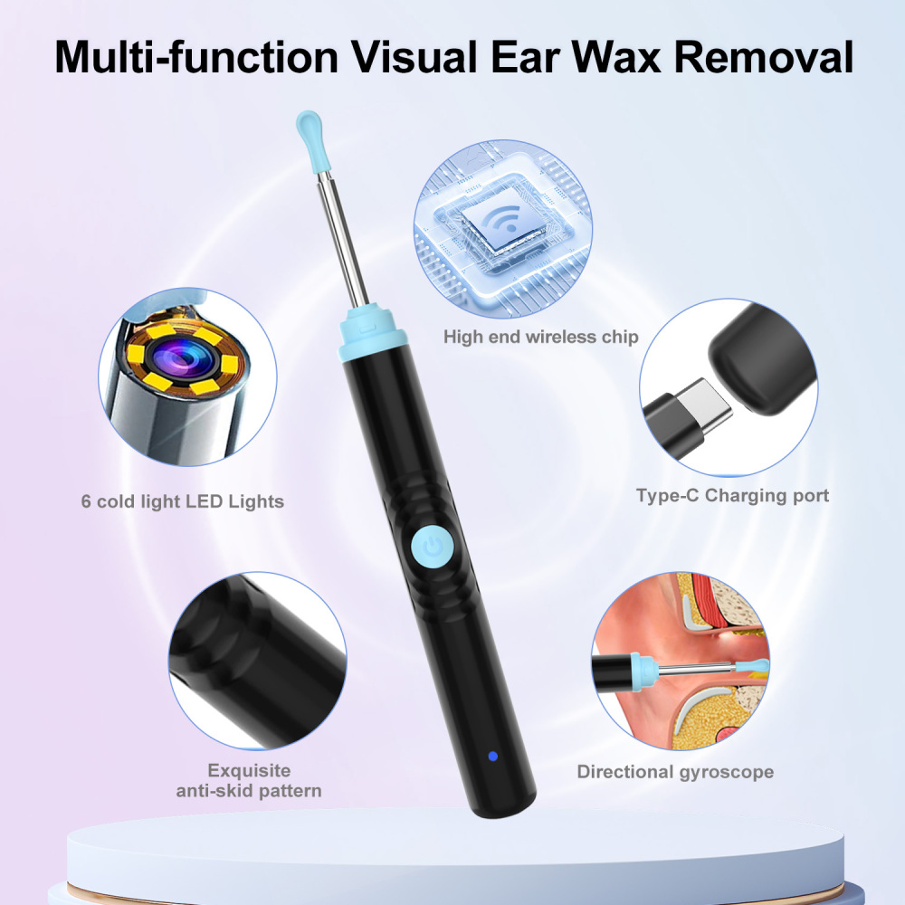 S2 Pro Wireless Ear Cleaner Camera Kit – 1296P HD Visual Ear Wax Removal Tool for Home Use