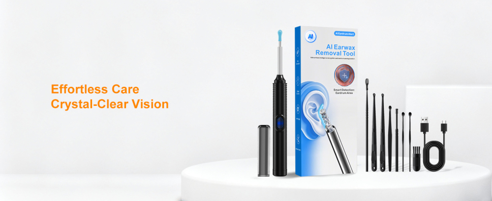 Complete Ear Cleaning Kit: 1080P Camera with 6 LEDs & 8 Ear Picks, Wireless Ear Wax Remover for iPhone/iPad/Android, Safe for Home Use (Black)