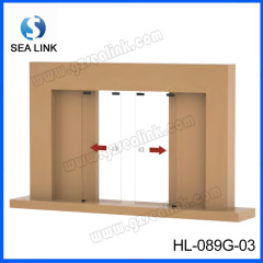 Synchronized sliding soft close glass door system