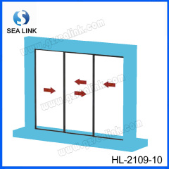 Synchronized opening glass door system