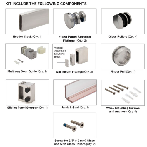180 Degree Sliding Shower Door Hardware Kit