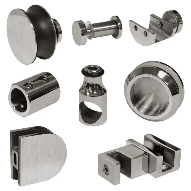 Brushed Stainless Steel Metro Sliding Shower Door Hardware Kit