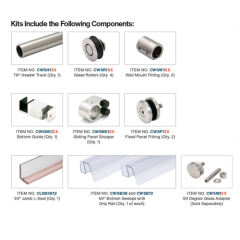 Clearwater Series Sliding Shower Door Hardware Kit for 3/8 Glass