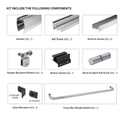 Premium Shower Door Hardware Sliding Kit for 60X72 Glass