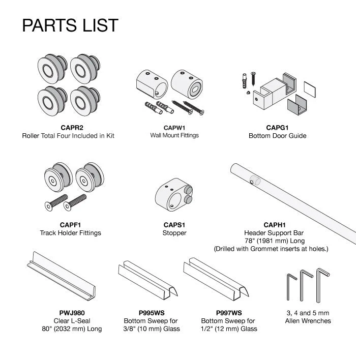 Steel Capri Series Single Sliding Shower Door System Kit