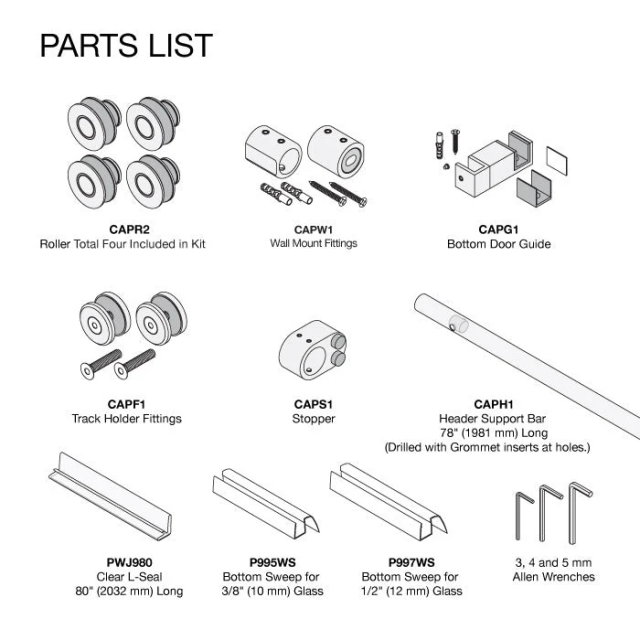 Steel Capri Series Single Sliding Shower Door System Kit