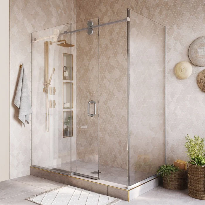 Steel Capri Series Single Sliding Shower Door System Kit