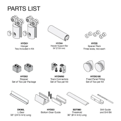 84" Hydroslide 180 Degree Sliding Shower Door Kit