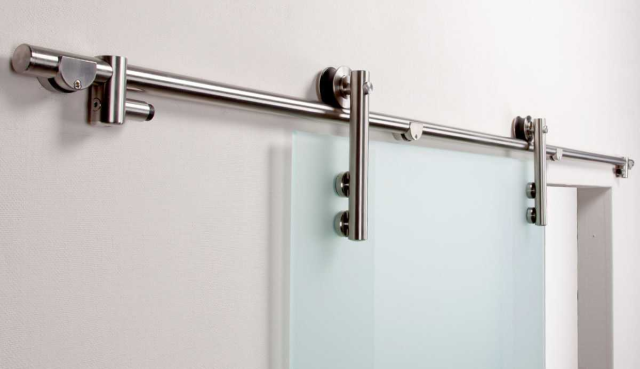 Stainless Steel Sliding Glass Barn Door Hardware Kit HLS-06