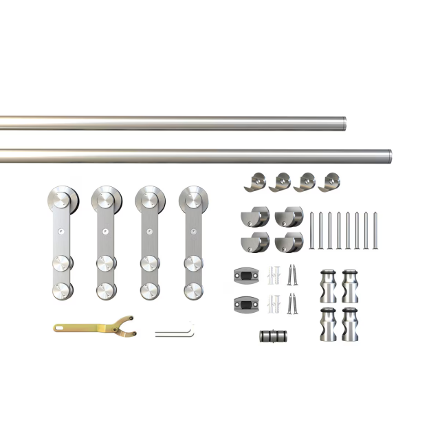 Stainless Steel Sliding Barn Door Hardware Kit for 2 Glass Doors
