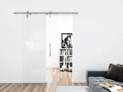 Two Sides Soft Close Mechanism Glass Sliding Door Track Kit