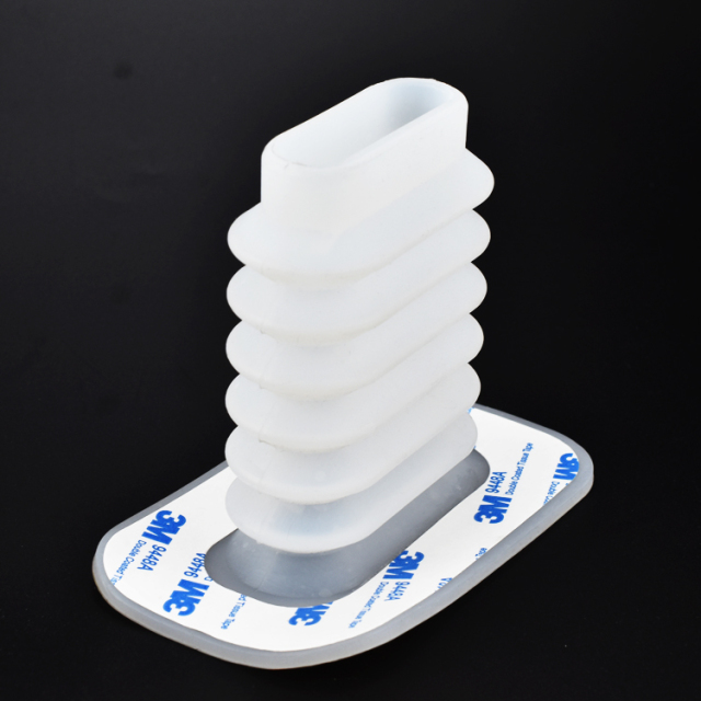 Custom Flexible Rectangular Silicone Rubber Bellows Protective Covers With 3M Adhesive Backing For Car Toy